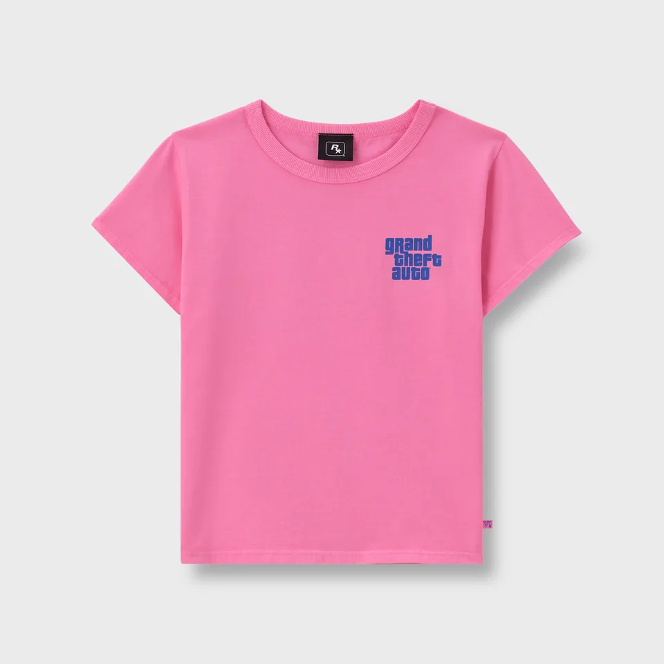 Pink Grand Theft Auto VI Women’s Cropped Baby Logo Tee