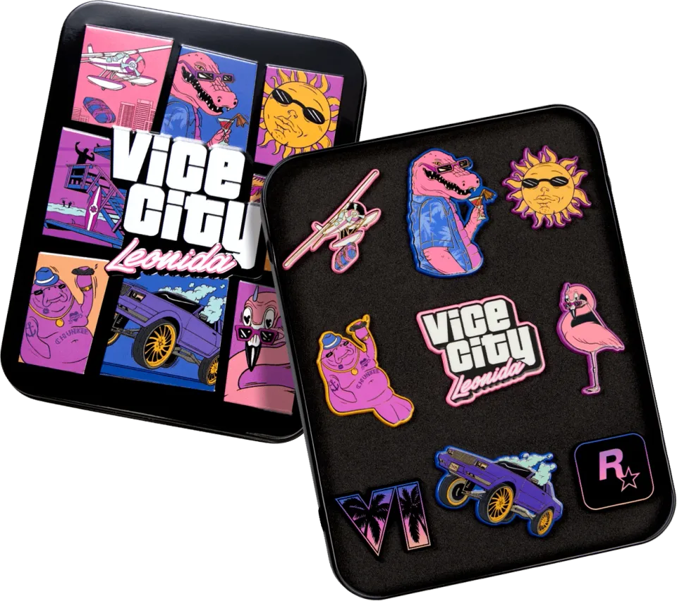 GTA VI Collectors Vice City Leonida Pin Set Transparent