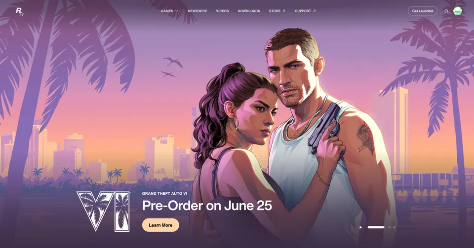 Rockstar Website GTA 6 Pre Order Slider